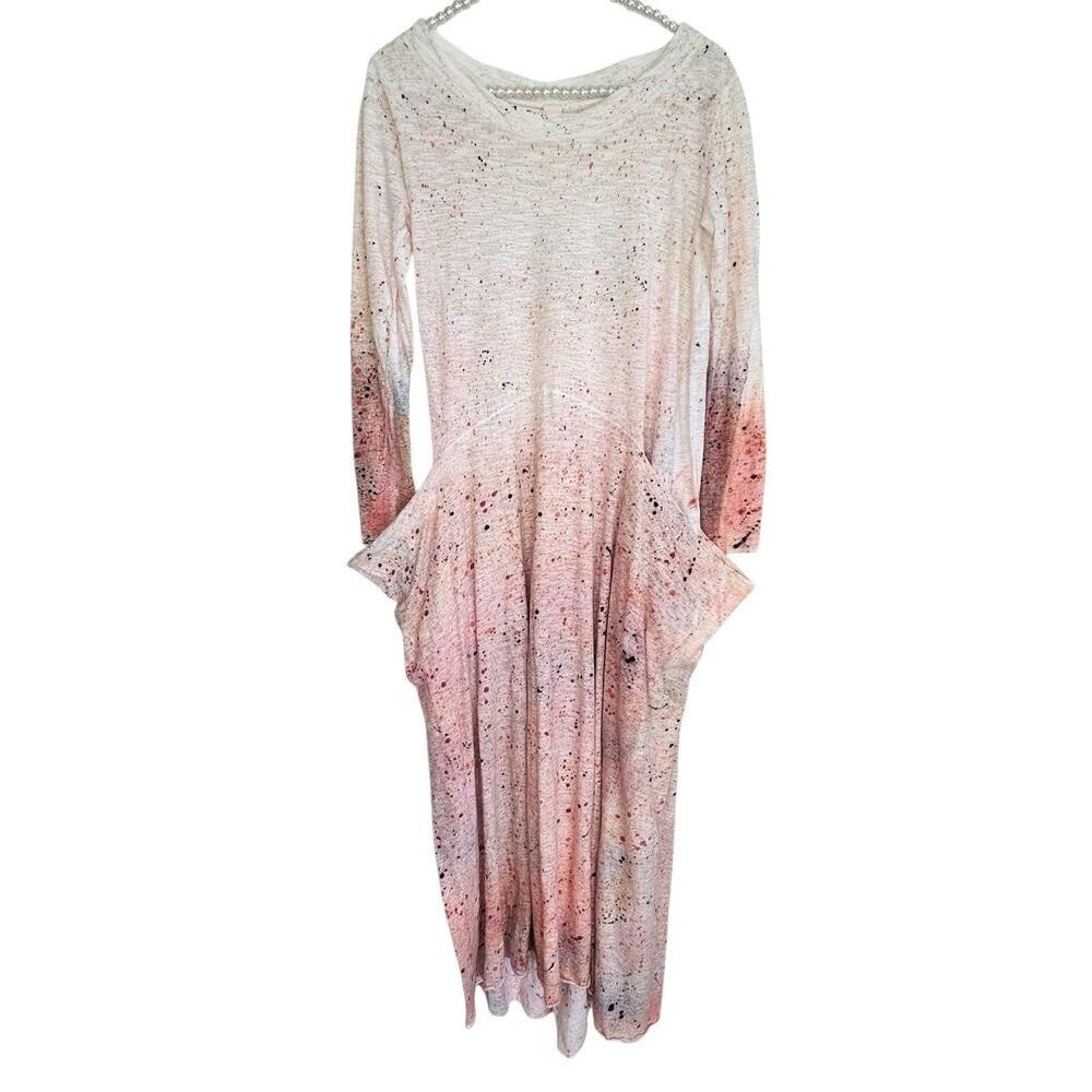 Gilda Midani Midi Dress Lagenlook Small Art To‎ Wear Tie Dyed Boho Wearable Art